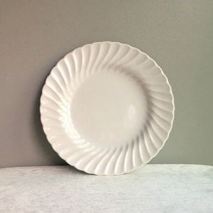 (2) VINTAGE bone white porcelain dinner plates by sheffield.
